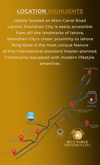 Blue World Shenzhen City Lahore Location Map